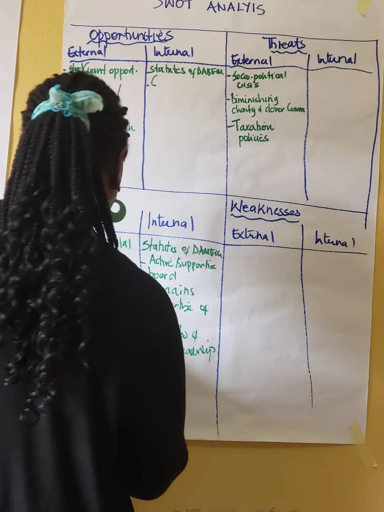 Workshop participants reviewing planning notes and baseline evidence.